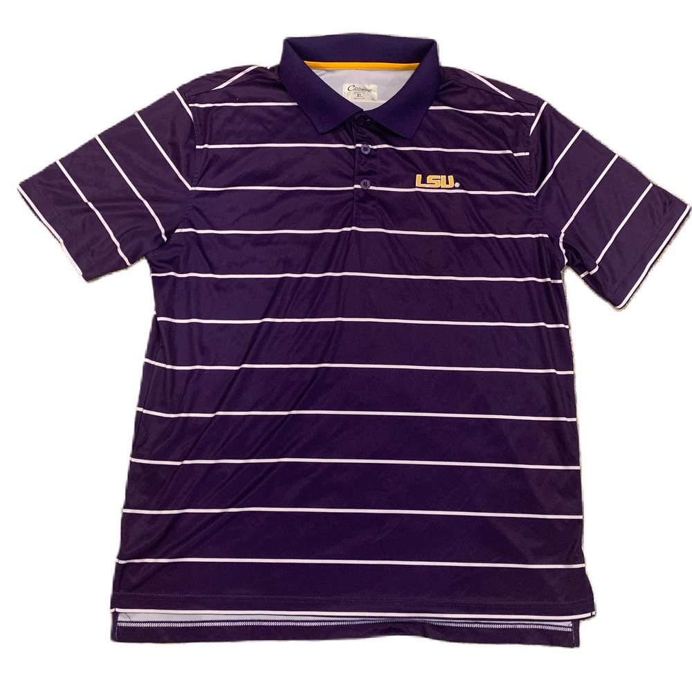 LSU Tigers NCAA x Chiliwear Striped Golf Polo Shirt‎ Men’s Size XL